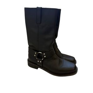 Wrangler Men’s Size 9 Black Leather Harness Biker Boots Grunge Punk Y2K Western